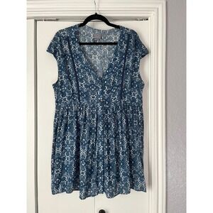 Vanessa Virginia Blue Print Dress Short Sleeve Casual‎ Dress Size 2